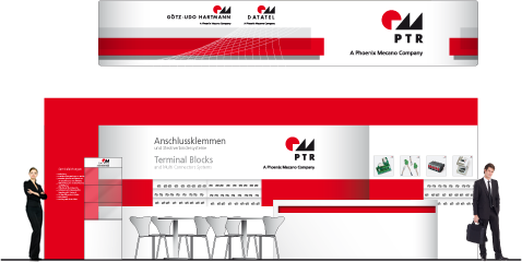 Entwurf Messestand PTR GmbH Anschlussklemmen